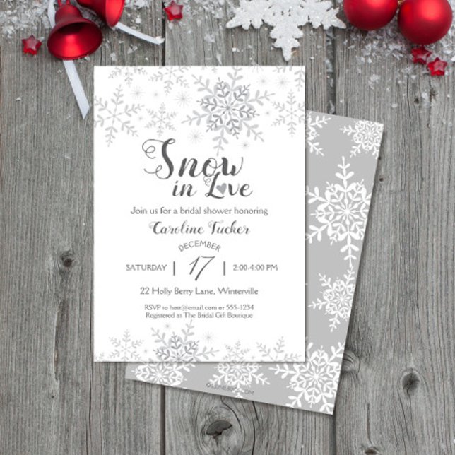 Convites Winter Snowflakes Snow in Love Bridal Shower (Criador carregado)