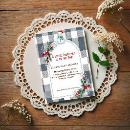 Convites Winter Snowman Plaid Baby Shower Invitation