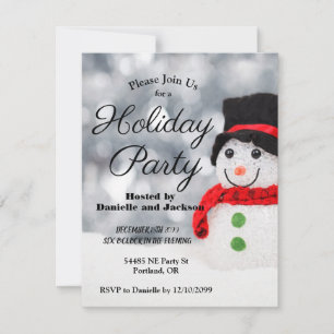 Convites Winter Snowman w Top Hat Holiday Party