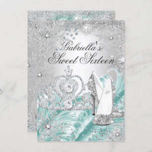 Convites Winter Sparkle Snowflake Blue Sweet 16 Invite