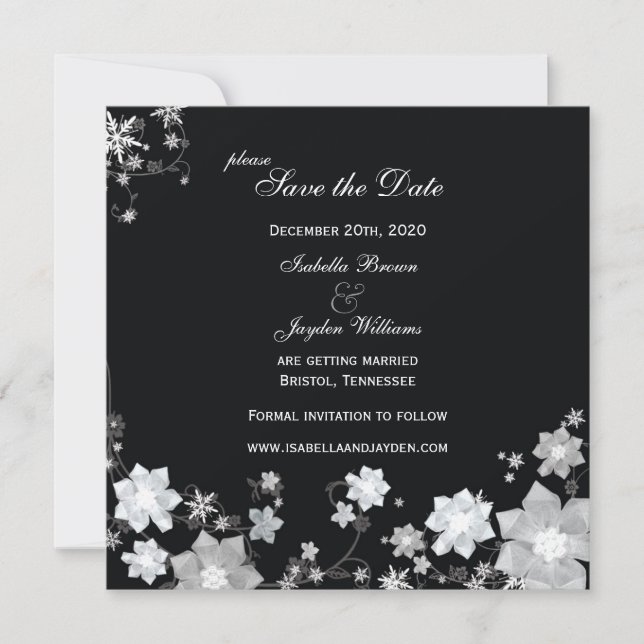 Convites Winter Sparkle Wedding Save Date (Casamento de Inv (Frente)