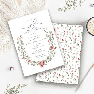 Convites Winter Surprise Party Greenery aniversário de 40 a