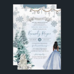 Convites Winter Sweet 16 Holiday Birthday Silver Blue Snow<br><div class="desc">Flocos de neve Silver Glitter, belos ornamentos prateados, presentes embrulhados em papel de rico e fitas, e um layout verde com uma menina em um vestido de rosa azul-gelo. Esta design é GORGEOSA e perfeita para o seu feriado de inverno. Veja o compro Convidando Bonito e a coleção Primeira Neve...</div>