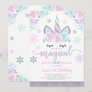 Convites Winter Unicorn Invitation Winter ONEderland Party