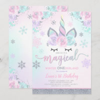 Winter Unicorn Invitation Winter ONEderland Party