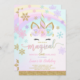 Convites Winter Unicorn Invitation Winter ONEderland Party