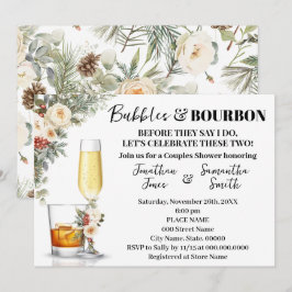 Convites Winter White Flowers Bubbles & Bourbon Shower