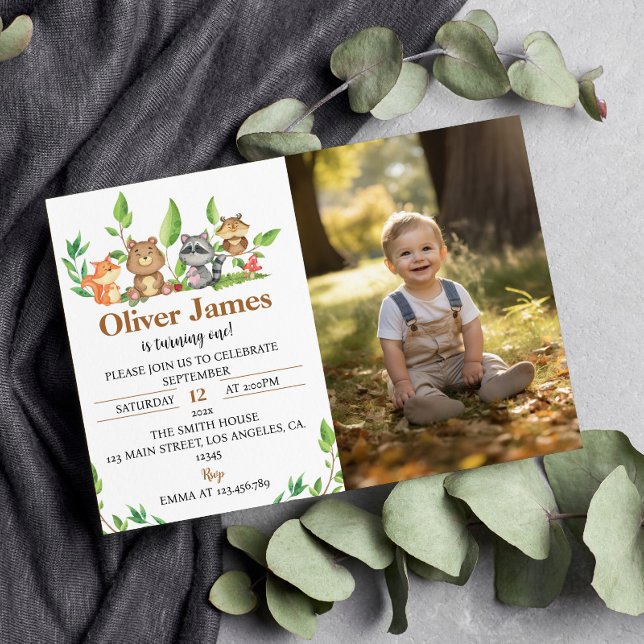 Convites Winter Wild One First Birthday Photo Invitation (Criador carregado)