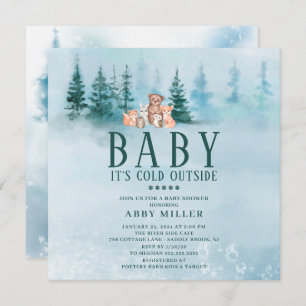 Convites Winter Wonderland Animal Baby É Frio Lá Fora