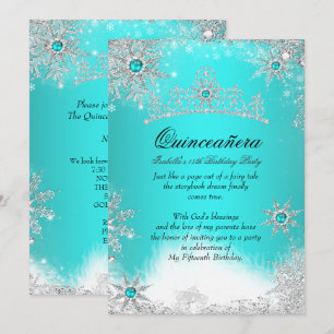 Convites Winter Wonderland Aqua Blue Quinceanera Party