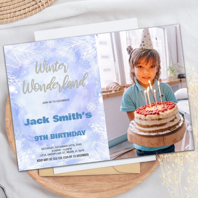 Convites Winter Wonderland Birthday Inviting Snow Foto (Winter Wonderland Birthday Invitations Snow Photo)