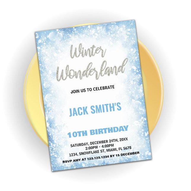 Convites Winter Wonderland Birthday Invoca Nuvem Azul (Winter Wonderland Birthday Invitations Blue Cloud)