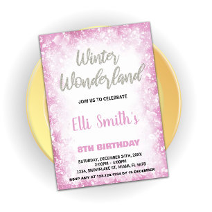 Convites Winter Wonderland Birthday Invoca Nuvem Rosa
