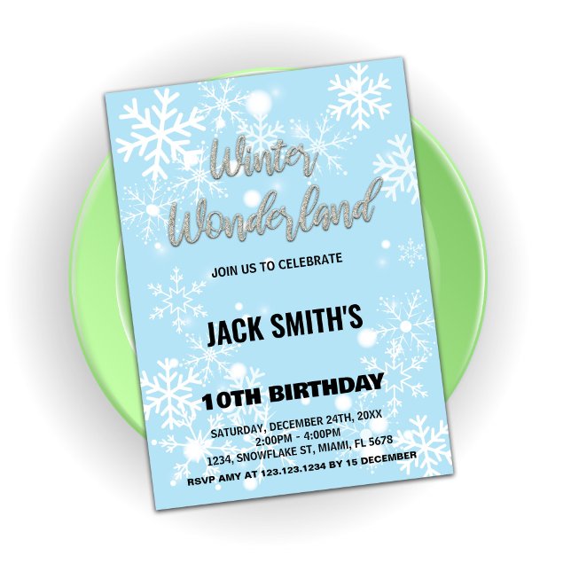 Convites Winter Wonderland Birthday Invoca Prata (Winter Wonderland Birthday Invitations Silver)