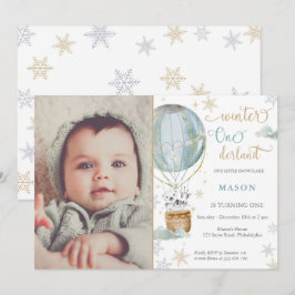 Convites Winter Wonderland Boy First Birthday Photo