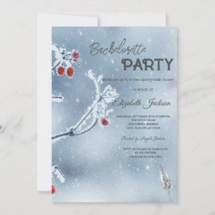 Convites Winter Wonderland Branches Blue Bachelorette