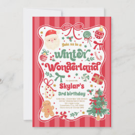 Convites Winter Wonderland Christmas Coquette Bow Birthday