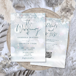 Convites Winter Wonderland Código QR Casamento de Neve