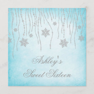 Convites Winter Wonderland Diamond Snowflakes Sweet 16
