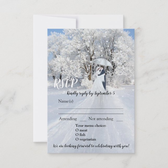 Convites Winter Wonderland Dream Weding RSVP Card (Frente)