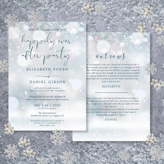 Convites Winter Wonderland Ever After Party Wedows (Winter Wonderland Ever After Party Wedding Vows Invitation)