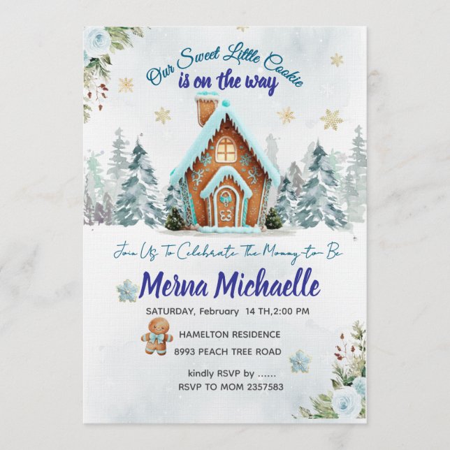Convites Winter wonderland Gingerbread Baby Shower (Frente)