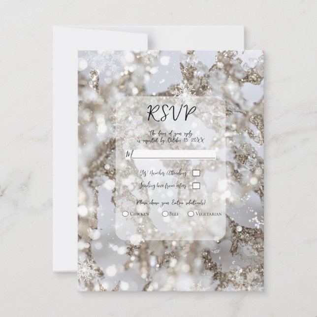 Convites Winter Wonderland Icicle Glitz Weding RSVP (Frente)