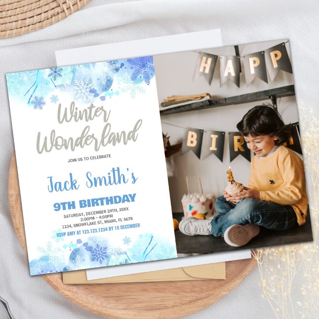Convites Winter Wonderland Invices Blue Snow Photo (Winter Wonderland Invitations Blue Snow Photo)