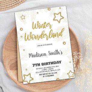 Convites Winter Wonderland Invices Star Dourado Glitter