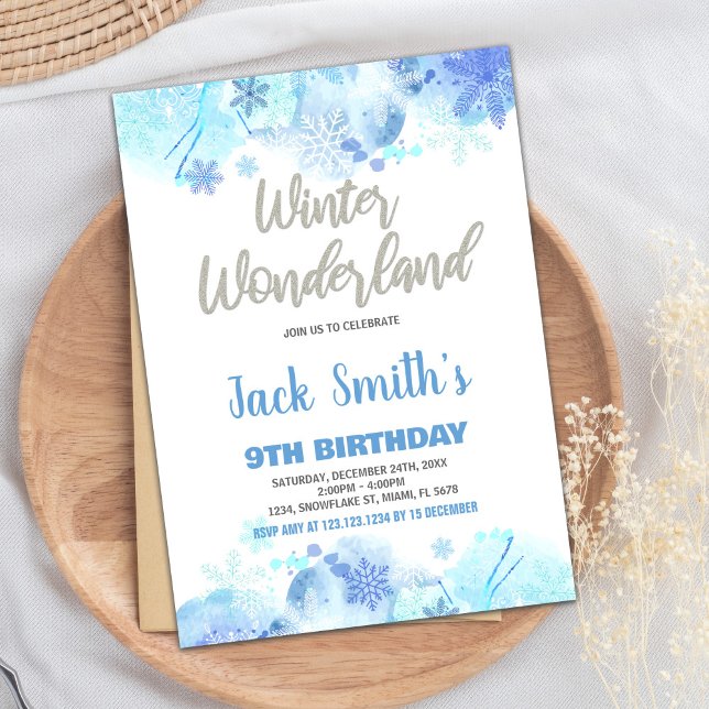 Convites Winter Wonderland Invoca Blue Silver Snow (Winter Wonderland Invitations Blue Silver Snow)