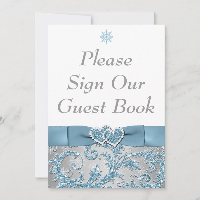 Convites Winter Wonderland Juntou Cartaz de Mesa de Coraçõe (Frente)