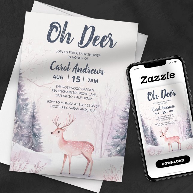 Convites Winter Wonderland Oh Deer Chá de fraldas (Criador carregado)