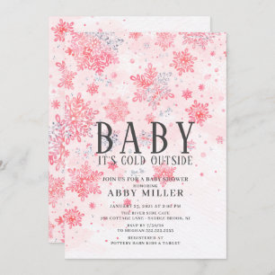 Convites Winter Wonderland Pink Baby É Frio Lá Fora