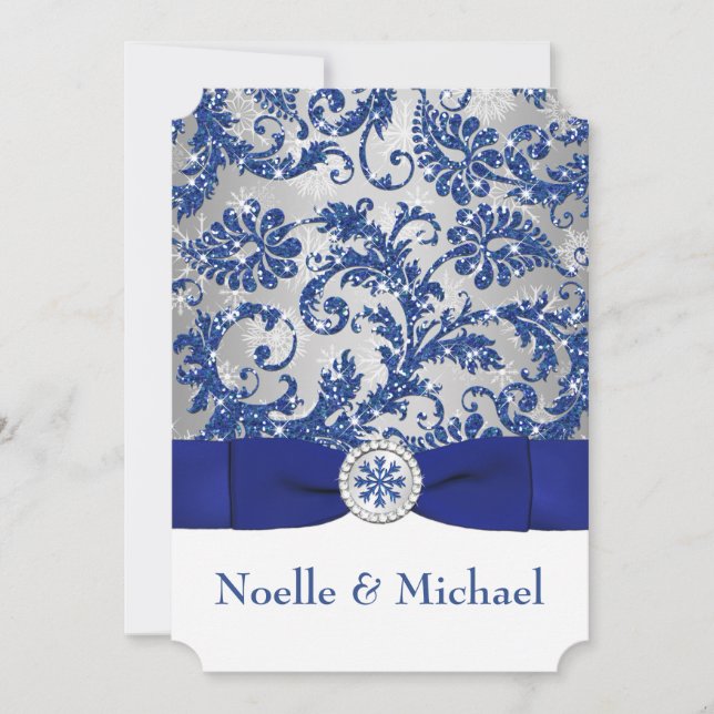 Convites Winter Wonderland, PRINTED Buckle Invite - Blue #2 (Frente)