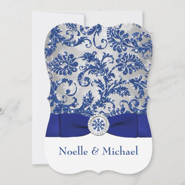 Convites Winter Wonderland PRINTED Buckle Invite - Blue #2b (Frente)