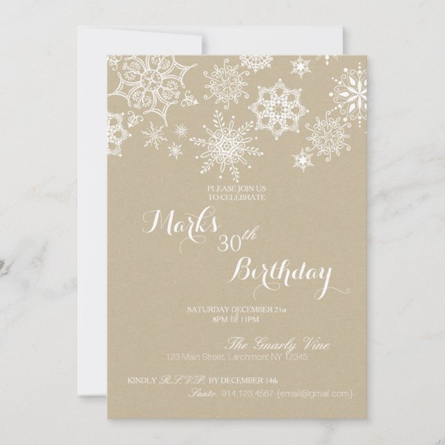 Convites Winter Wonderland Snowflake Birthday Invite (Frente)