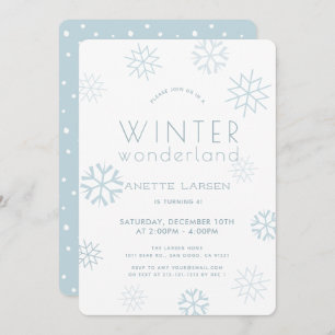 Convites Winter Wonderland Snowflake Blue Birthday