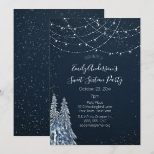 Convites Winter Wonderland Snowflake Blue Sweet 16