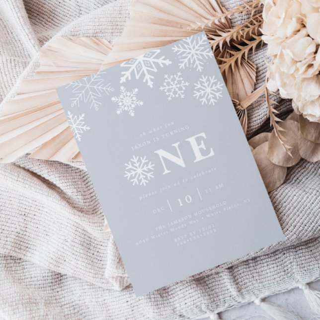 Convites Winter Wonderland Snowflake Boys Blue Birthday (Criador carregado)