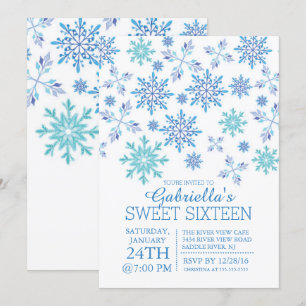 Convites Winter Wonderland Snowflake Fleet Sweet Six Party