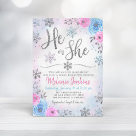 Convites Winter Wonderland Snowflake Gender Reveite Invite