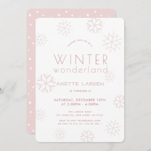 Convites Winter Wonderland Snowflake Girl Pink Birday