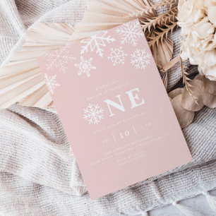 Convites Winter Wonderland Snowflake Girls Rosa Birthday