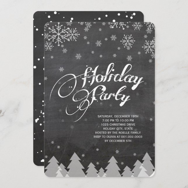Convites Winter Wonderland Snowflakes Foliday Party (Frente/Verso)