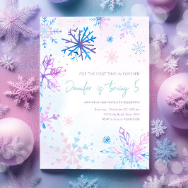 Convites Winter Wonderland Snowflakes Girl Snow Birday