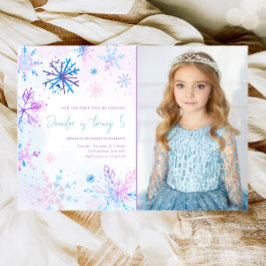 Convites Winter Wonderland Snowflakes Girl Snow Birday