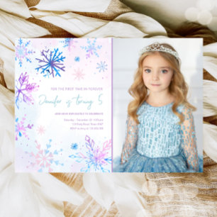 Convites Winter Wonderland Snowflakes Girl Snow Birday