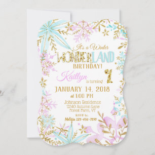 Convites Winter Wonderland Snowflakle Sparkle Birthday