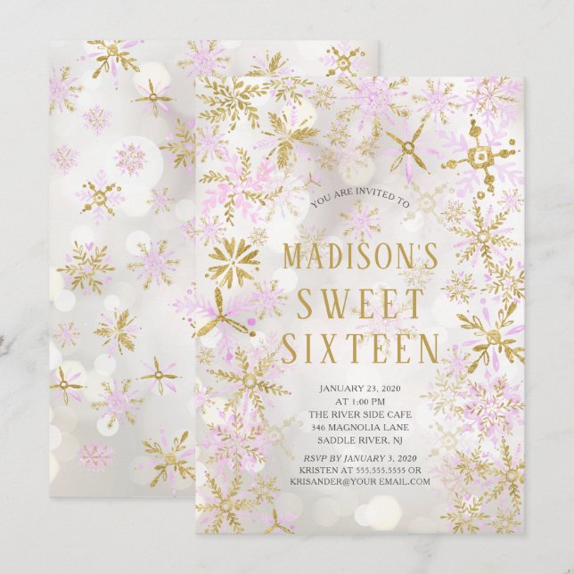 Convites Winter Wonderland Sweet Sesseis Festas de aniversá (Frente/Verso)