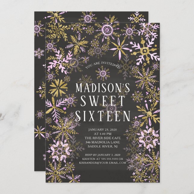 Convites Winter Wonderland Sweet Six Festa de aniversário (Frente/Verso)